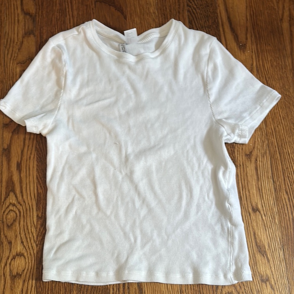 White Ribbed T-Shirt